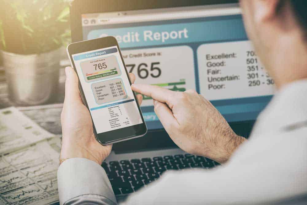 Credit report showing on computer screen