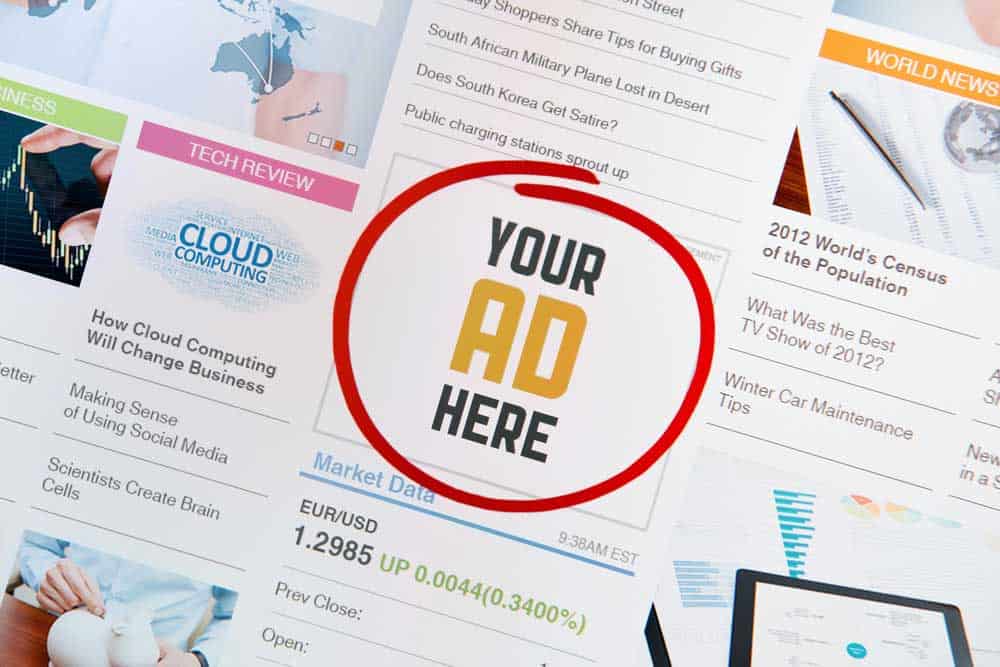 A screenshot from a website with a banner saying "Your ad here".